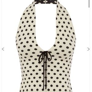 With Jean Polka Dot Halter Top